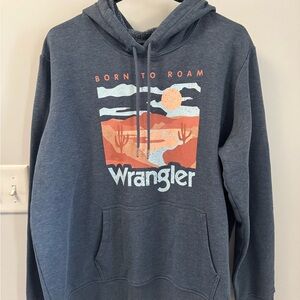 Wrangler Blue Hoodie with Desert Graphic